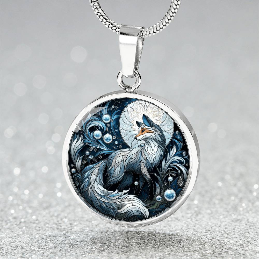 The Night Fox Circle Pendant Necklace