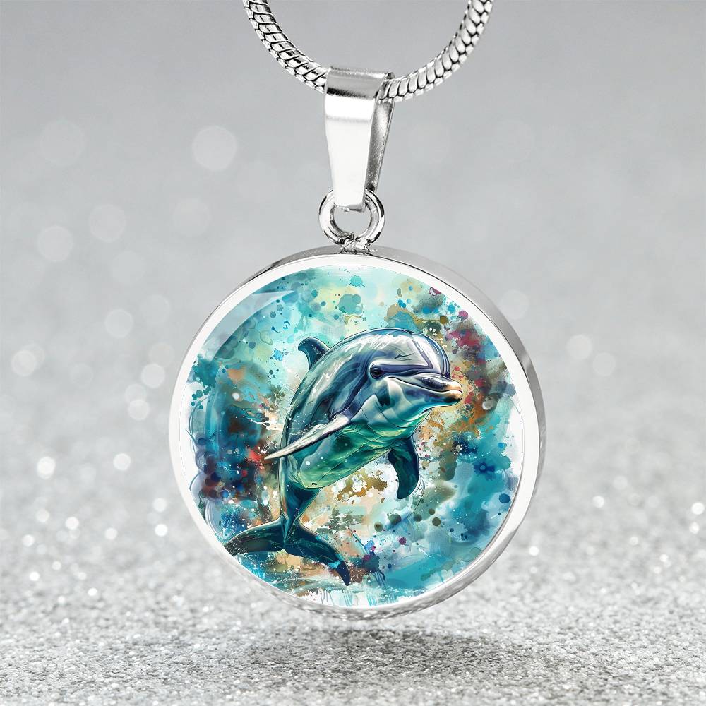 The Oceanic Bliss Dolphin Circle Pendant Necklace