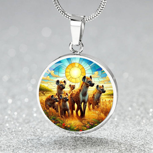 The Hyena Family Circle Pendant Necklace