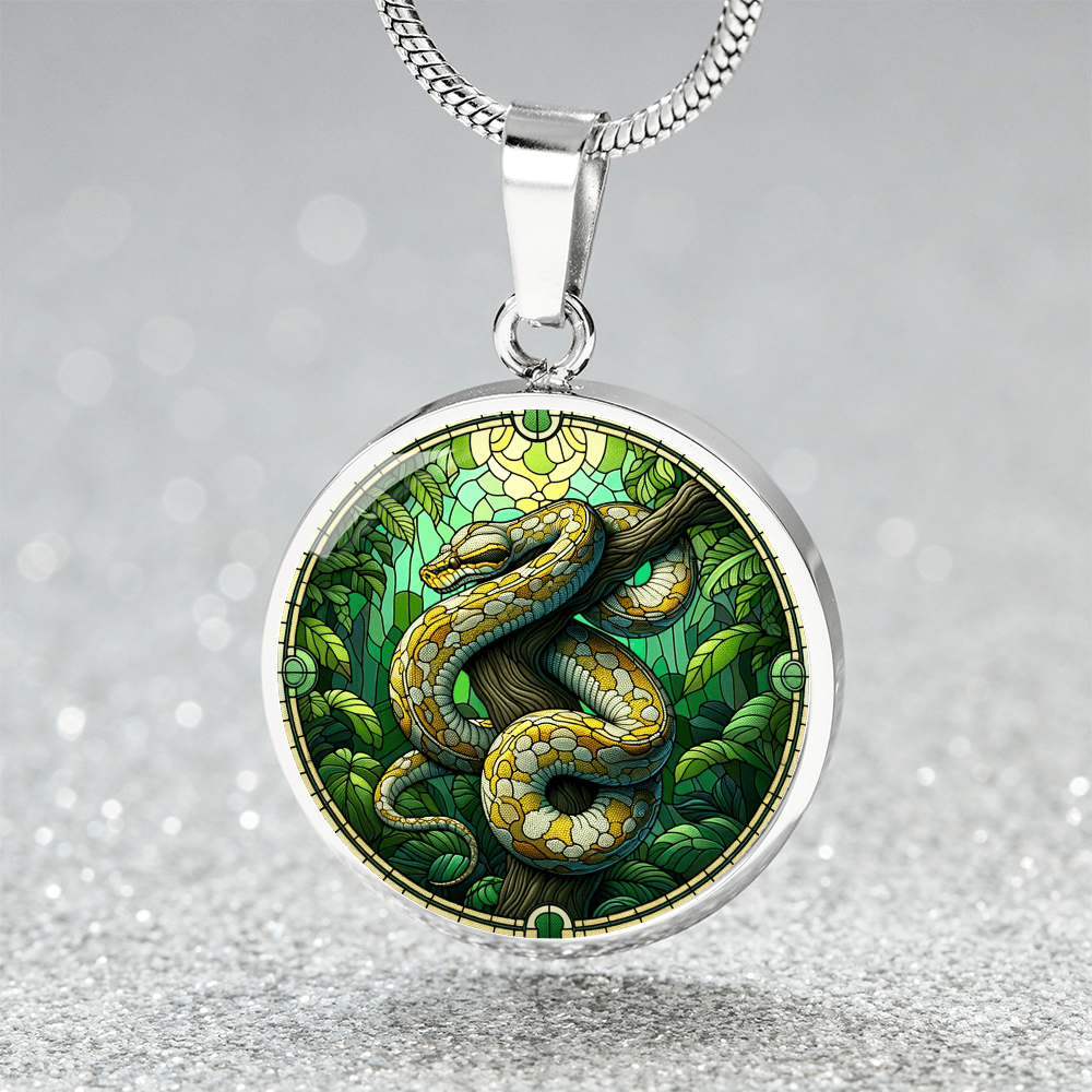 The Burmese Python Circle Pendant Necklace