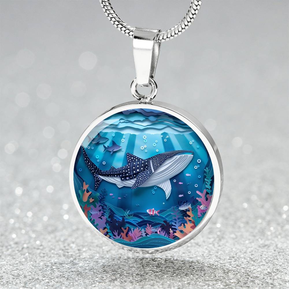 The Gliding Whale Shark Circle Pendant Necklace