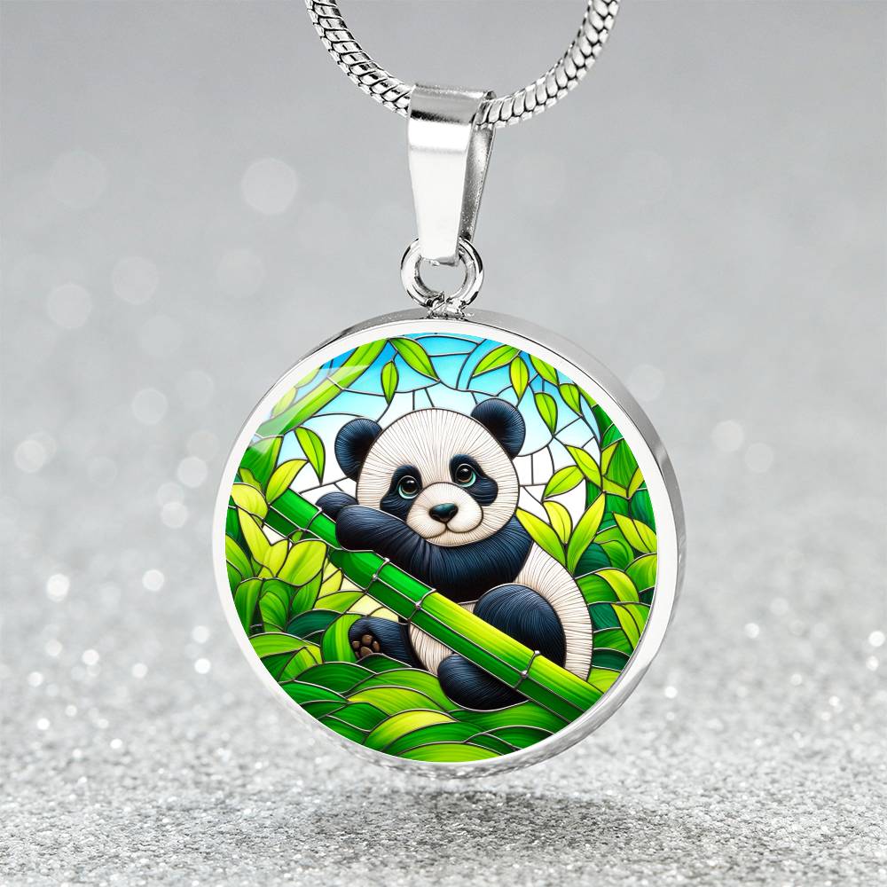 The Baby Panda Circle Pendant Necklace