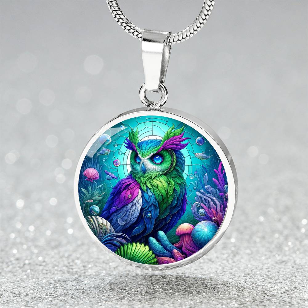 The Reef Owl Circle Pendant Necklace