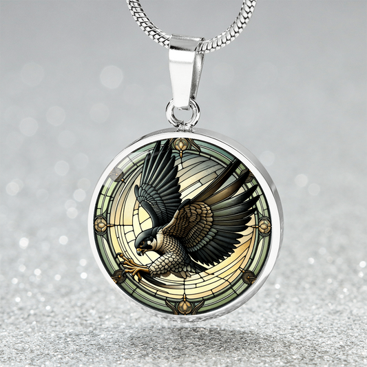 The Peregrine Falcon Circle Pendant Necklace