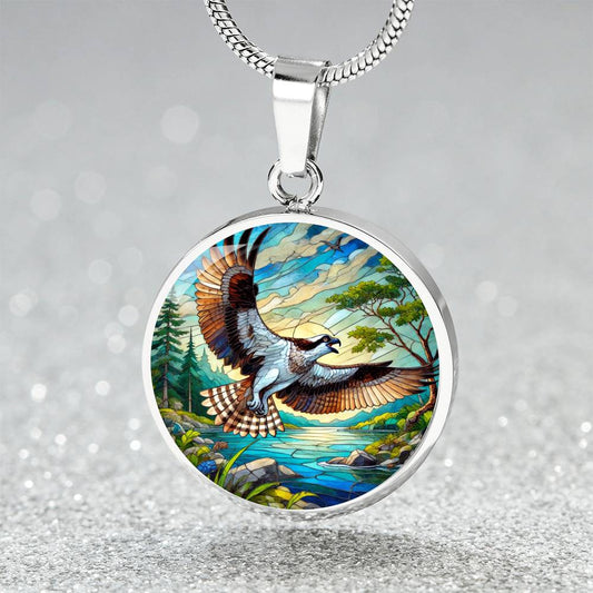 The Osprey Bird Circle Pendant Necklace