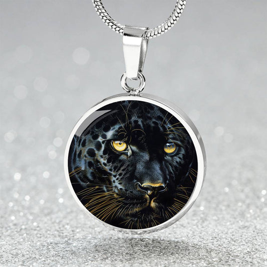 The Enigmatic Panther Circle Pendant Necklace