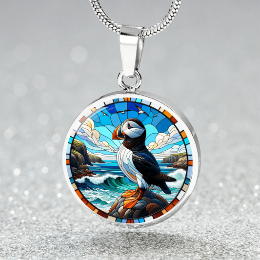 The Atlantic Puffin Circle Pendant Necklace