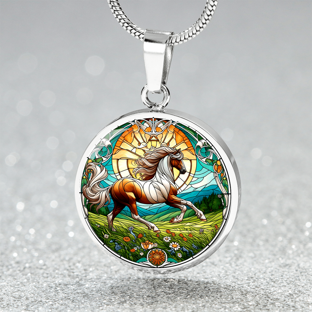 The Radiant Horse Circle Pendant Necklace