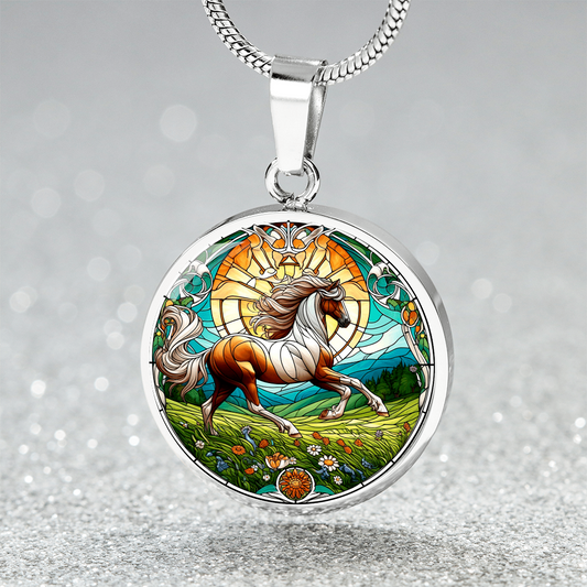 The Radiant Horse Circle Pendant Necklace