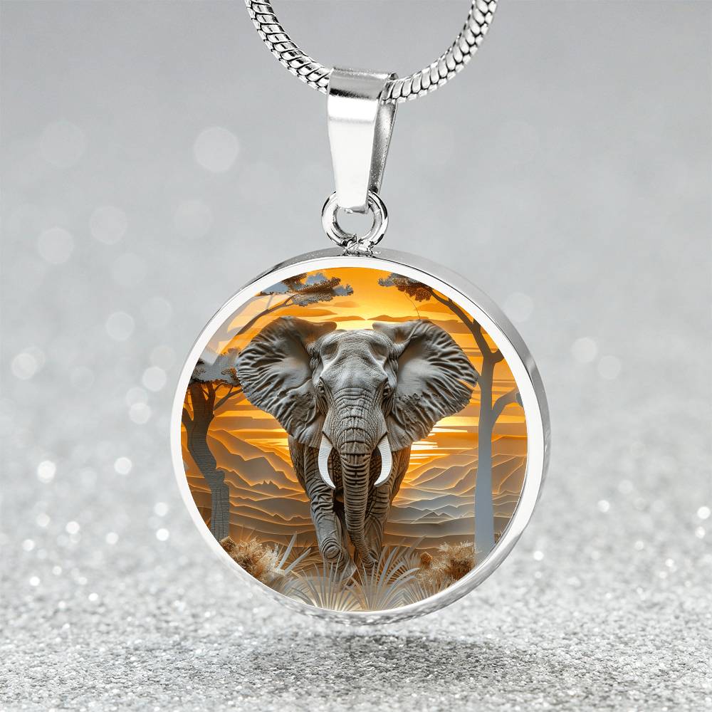 The Regal Elephant Circle Pendant Necklace