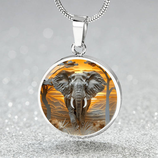 The Regal Elephant Circle Pendant Necklace