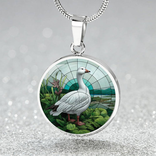 The Snow Goose Circle Pendant Necklace