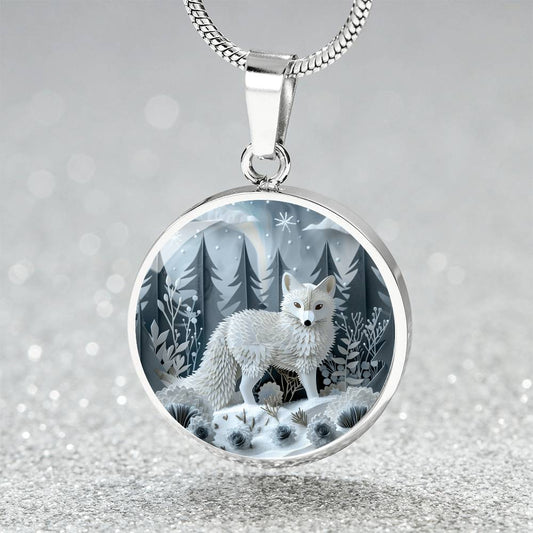 The Winter Fox Circle Pendant Necklace