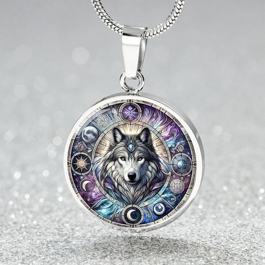 The Mystical Wolf Circle Pendant Necklace