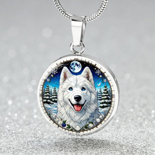 The White Husky Pendant Necklace