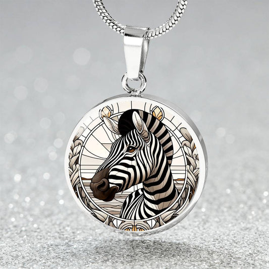 The Zebra Circle Pendant Necklace