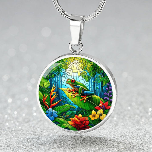 The Tropical Frog Circle Pendant Necklace