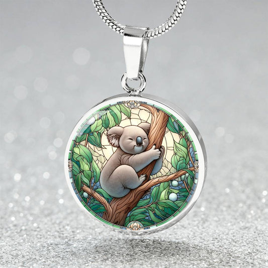 The Adorable Koala Circle Pendant Necklace