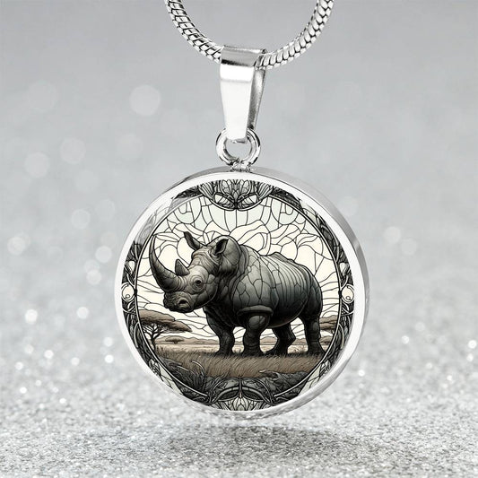 The Rhinoceros Circle Pendant Necklace