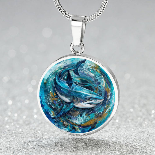 The Swirling Shark Circle Pendant Necklace