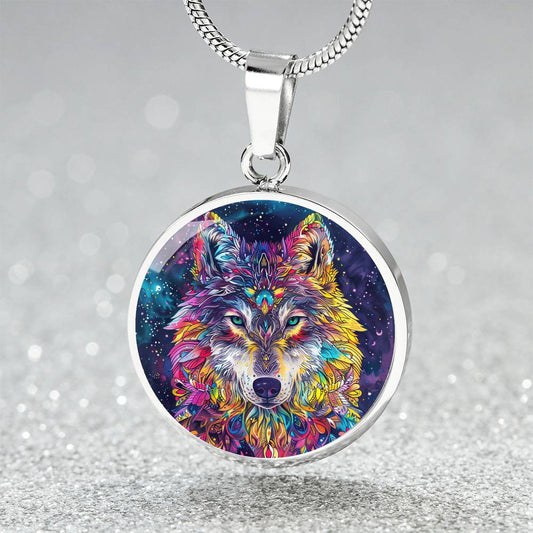 The Spirit Wolf Circle Pendant Necklace