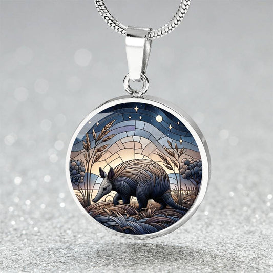 The Nocturnal Aardvark Circle Pendant Necklace