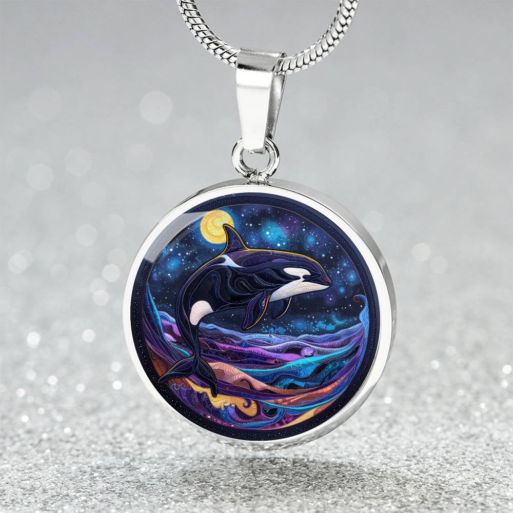 The Starry Orca Circle Pendant Necklace