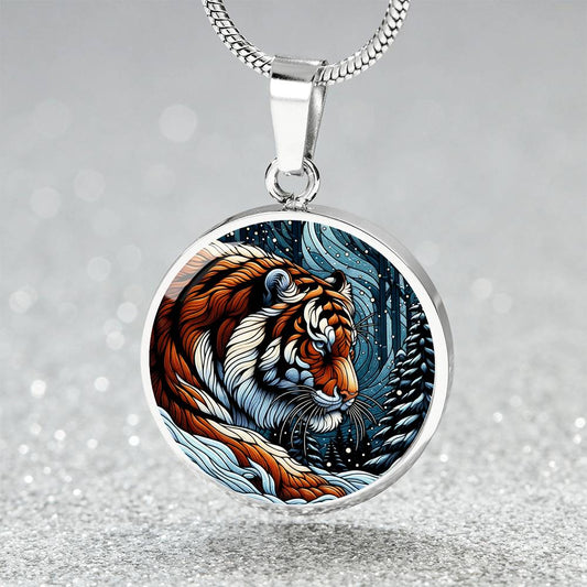 The Siberian Tiger Circle Pendant Necklace