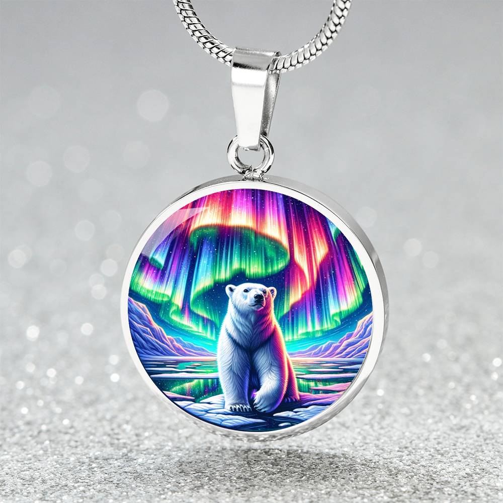 The Aurora Bear Circle Pendant Necklace