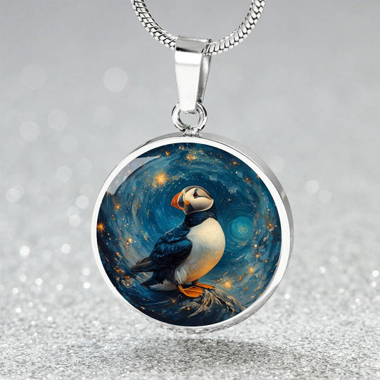 The Spirit Puffin Circle Pendant Necklace