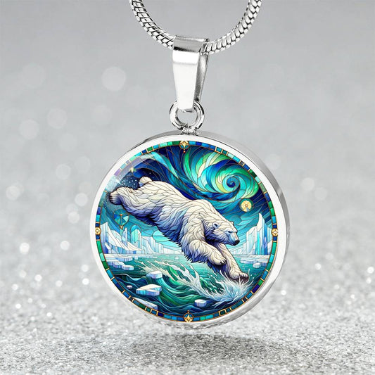 The Arctic Bear Circle Pendant Necklace