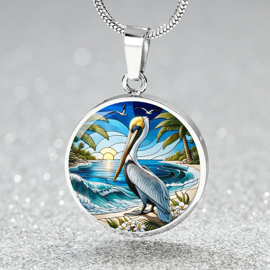 The Coastal Pelican Circle Pendant Necklace