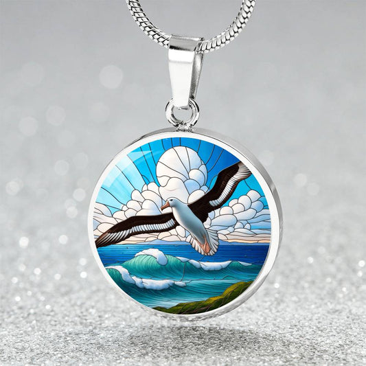 The Soaring Albatross Circle Pendant Necklace