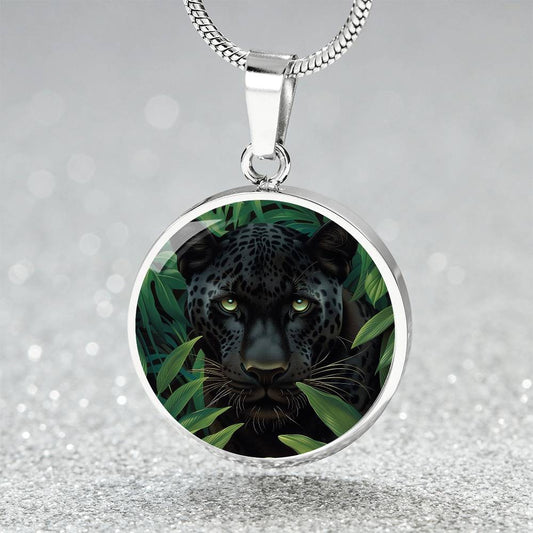 The Jungle Panther Circle Pendant Necklace