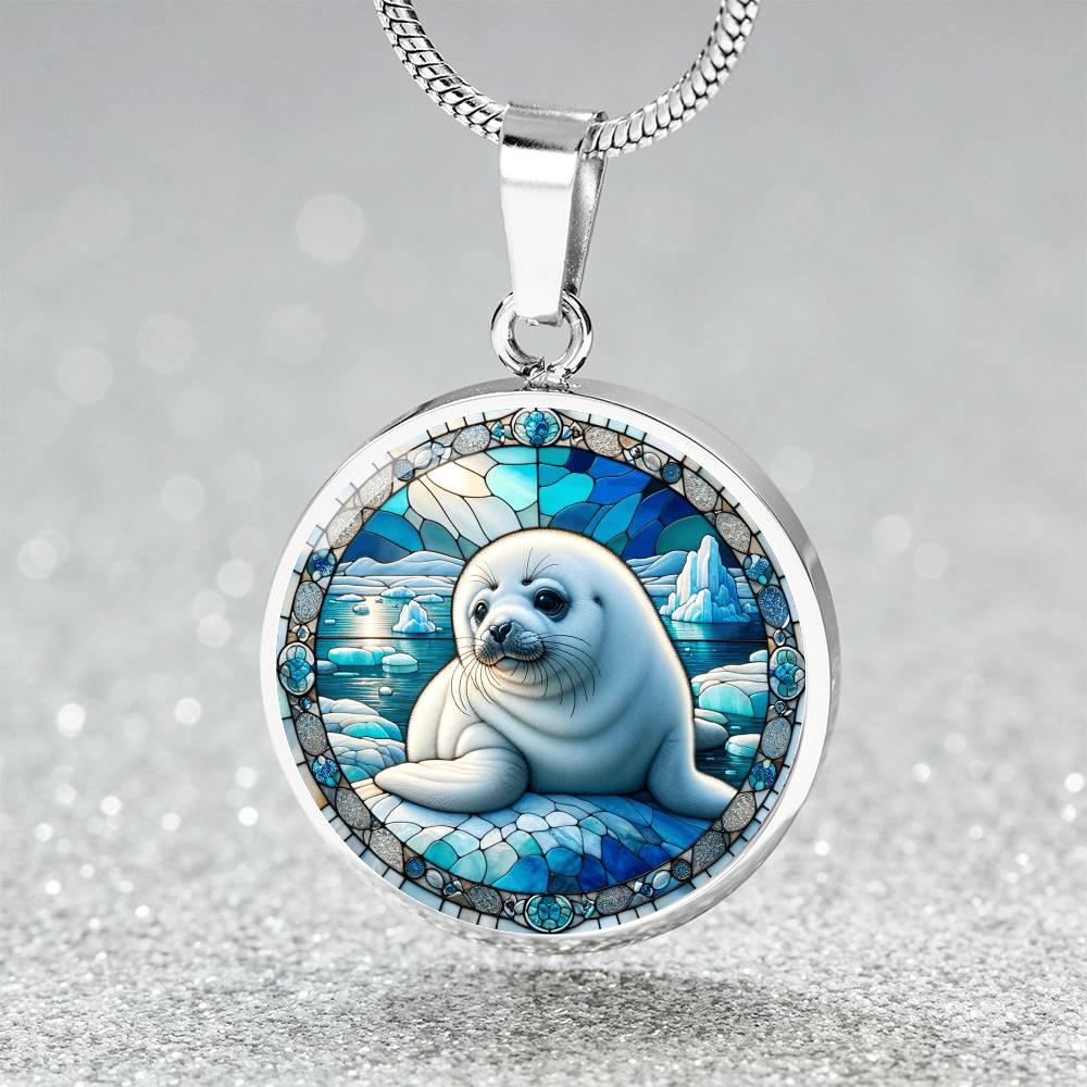 The Harp Seal Pup Circle Pendant Necklace