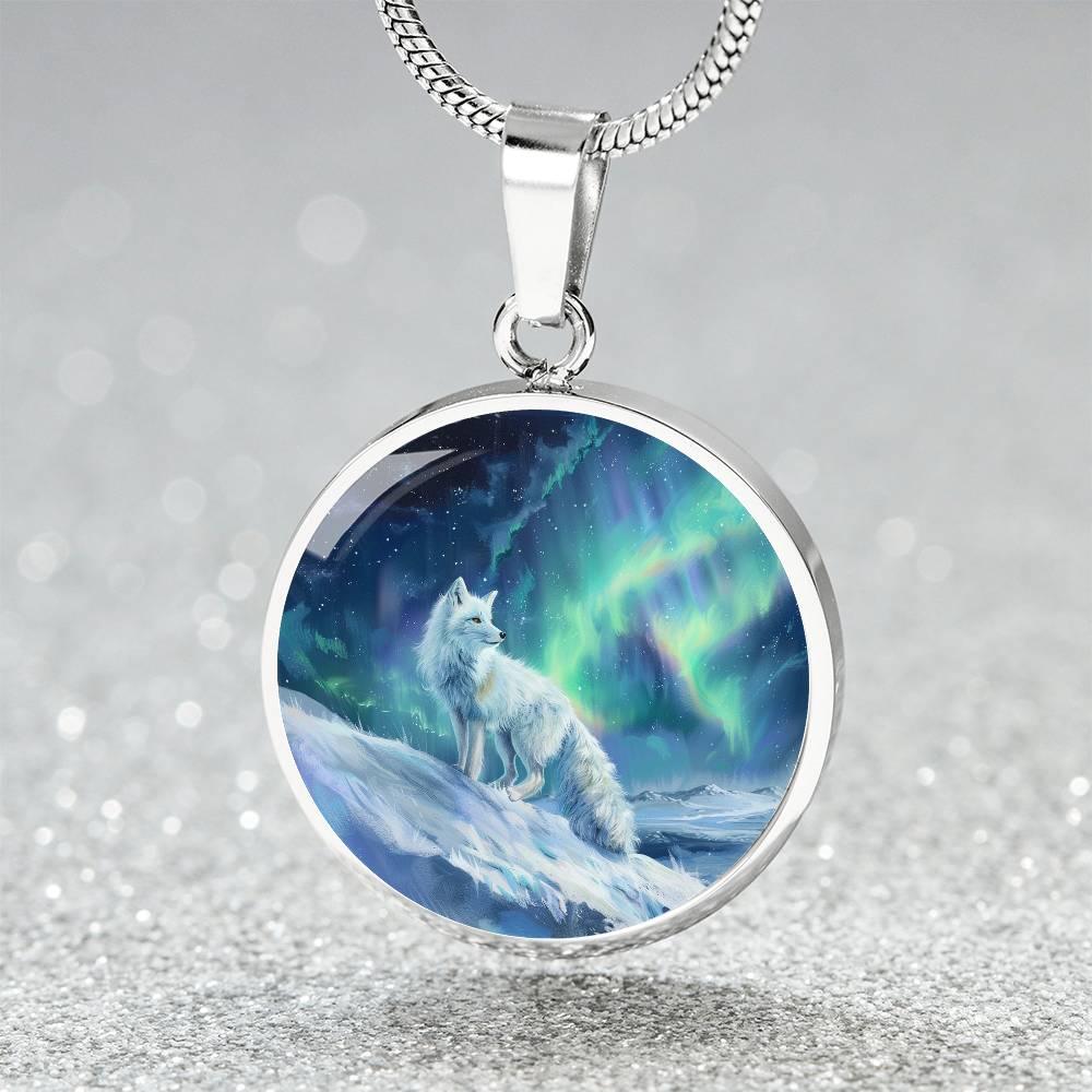 The Aurora Fox Circle Pendant Necklace