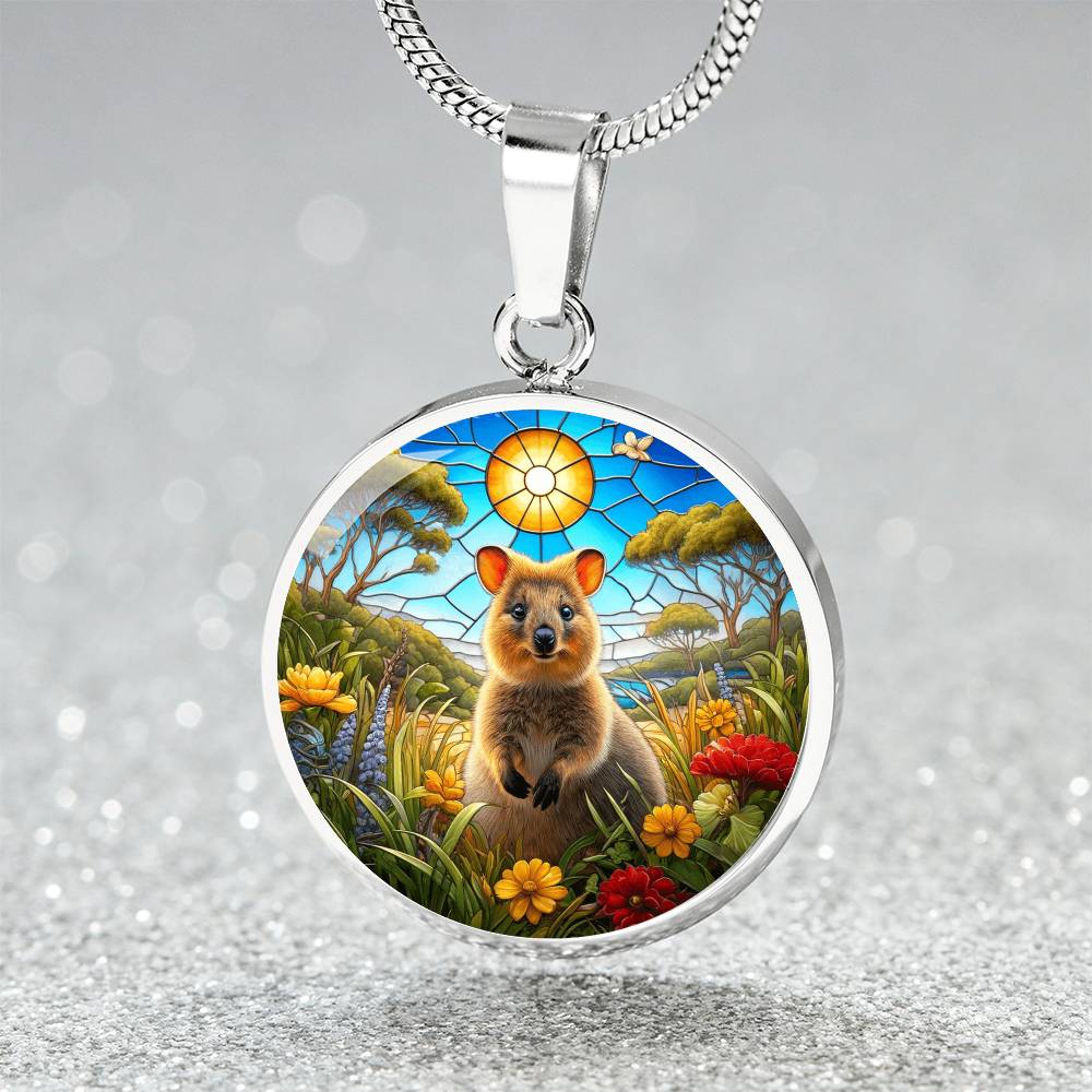 The Sunlit Quokka Circle Pendant Necklace