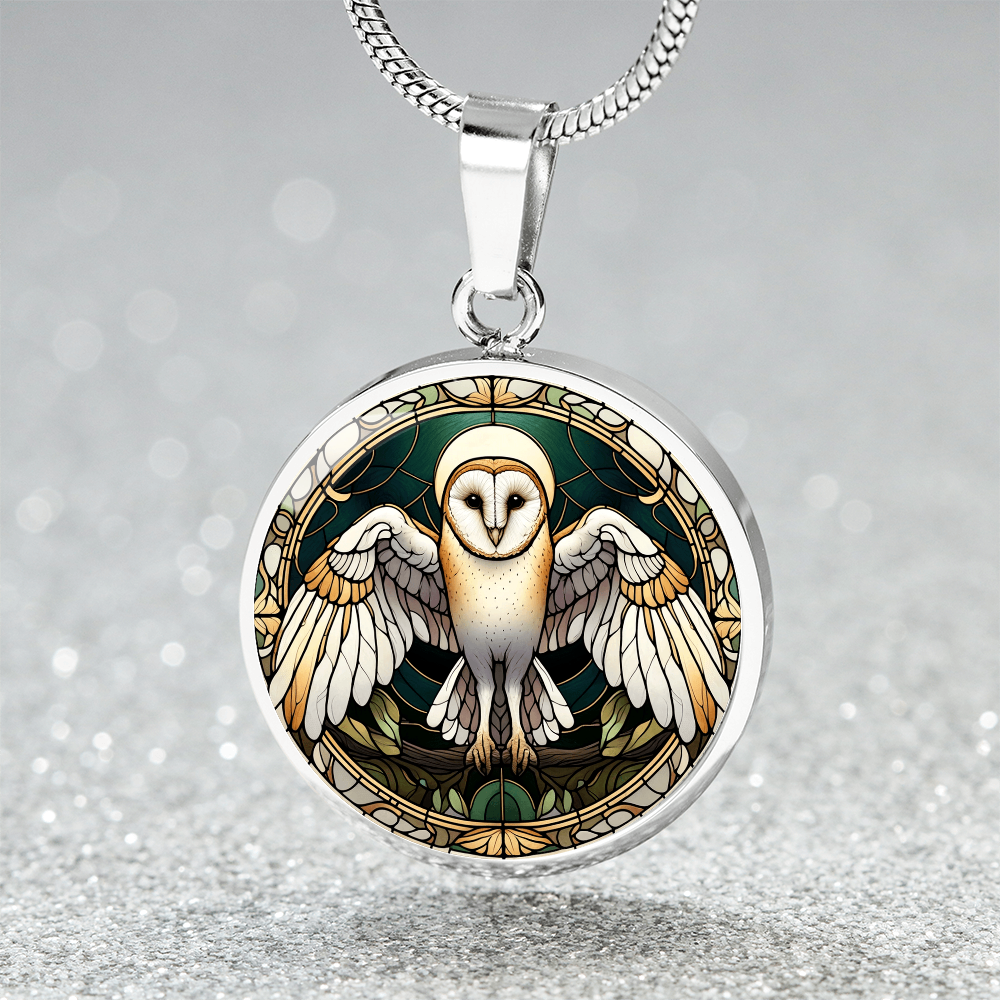 The Barn Owl Circle Pendant Necklace