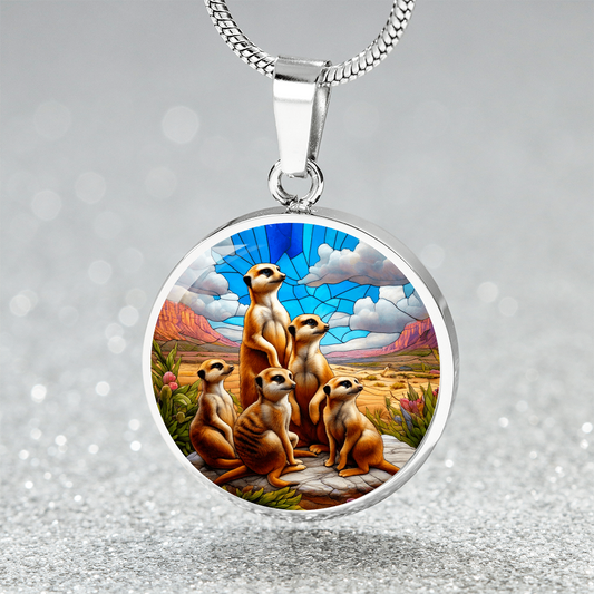 The Meerkat Family Circle Pendant Necklace