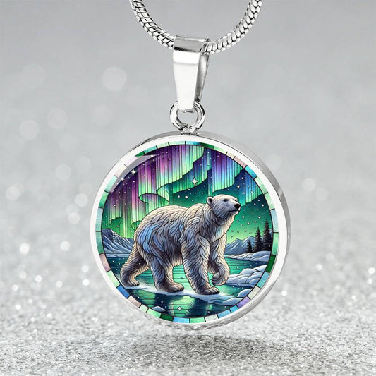 The Polar Bear Circle Pendant Necklace