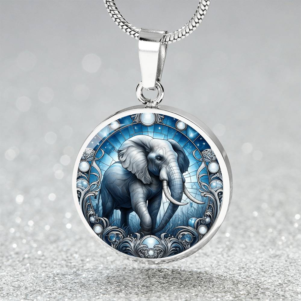 The Night Elephant Circle Pendant Necklace