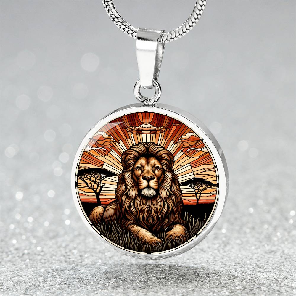 The Regal Lion Circle Pendant Necklace