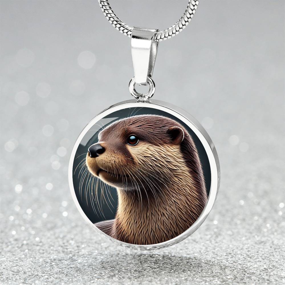 The Otter Face Circle Pendant Necklace