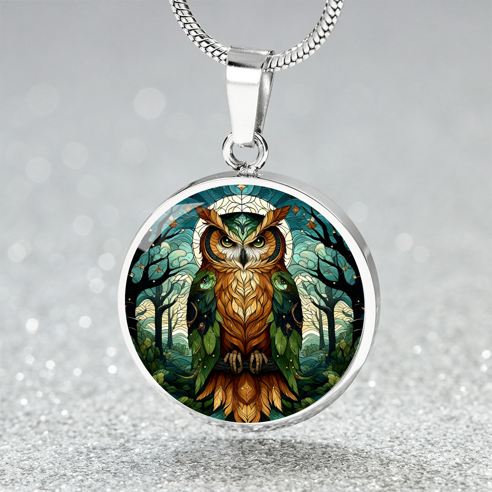 The Forest Owl Circle Pendant Necklace