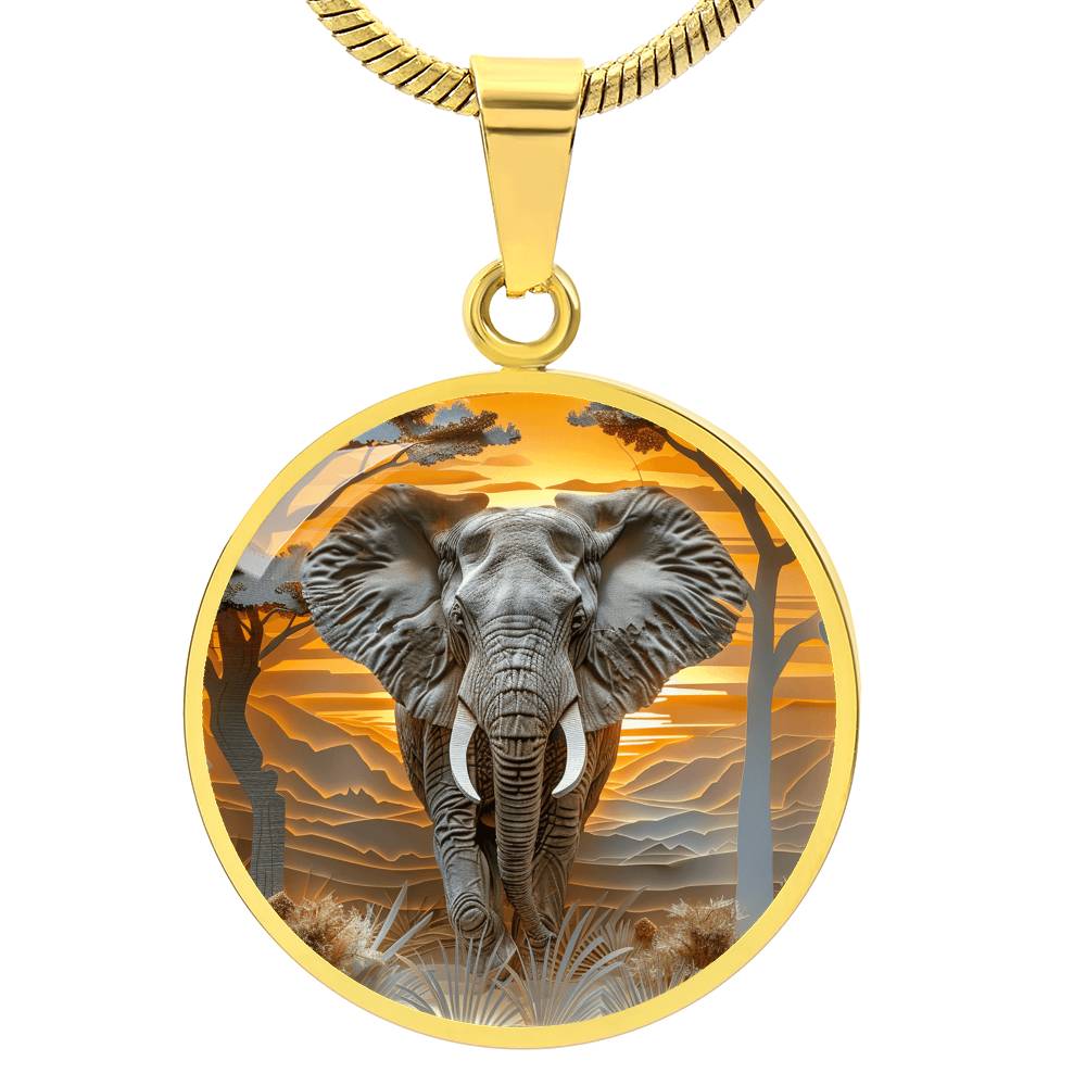 The Regal Elephant Circle Pendant Necklace