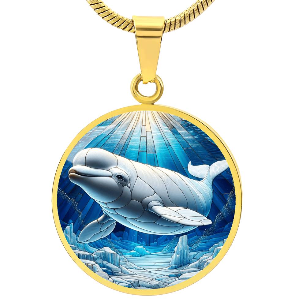 The Beluga Whale Circle Pendant Necklace