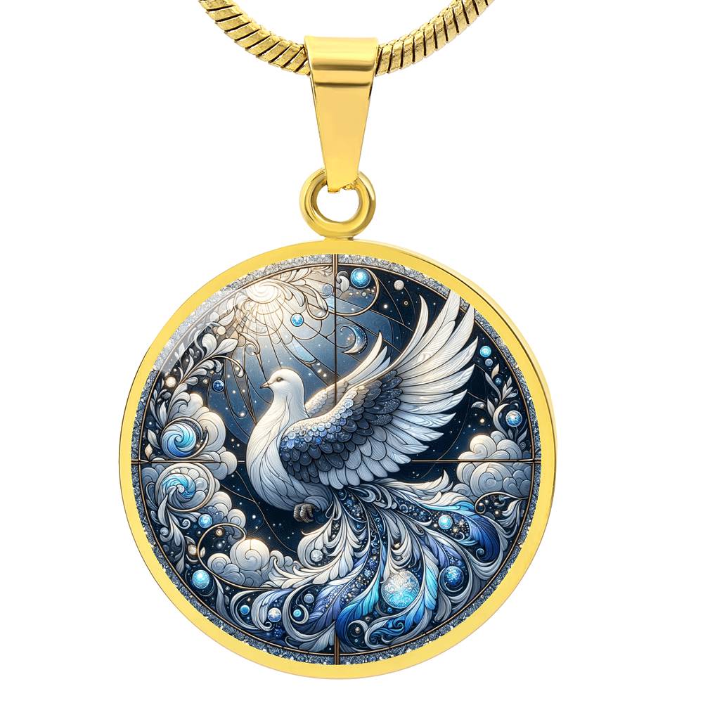 The Celestial Dove Circle Pendant Necklace