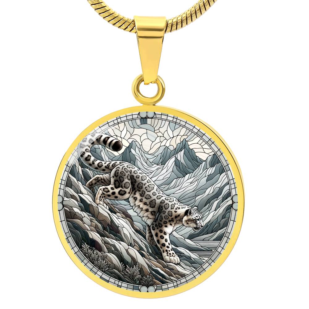 The Snow Leopard Circle Pendant Necklace