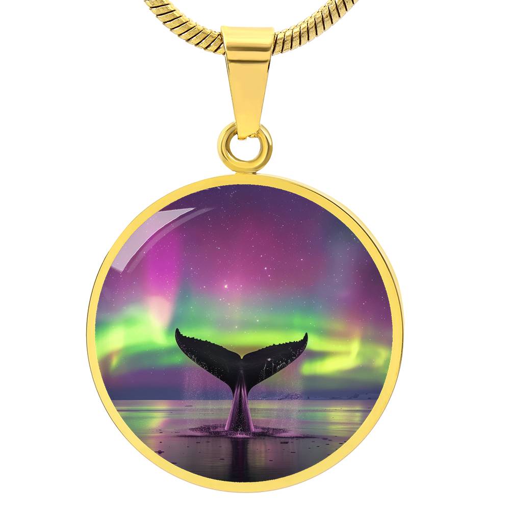 The Aurora Whale Tail Circle Pendant Necklace