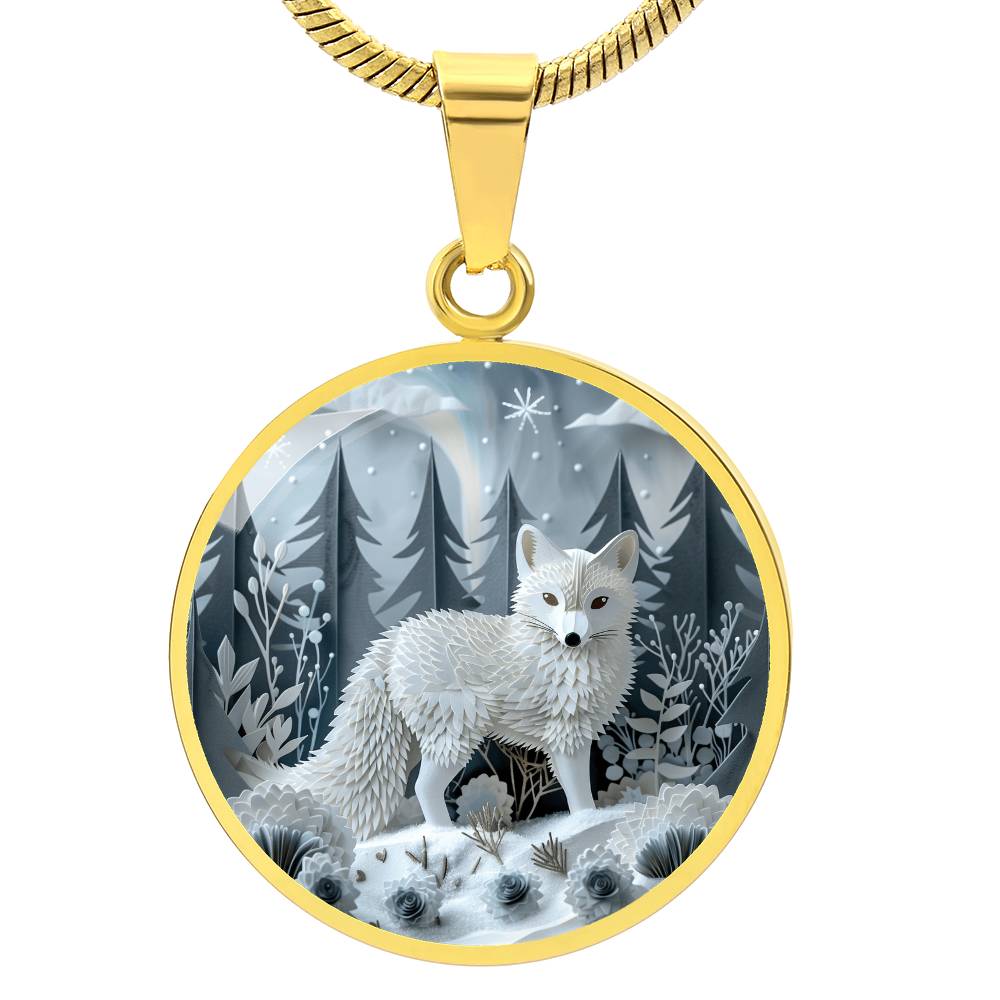 The Winter Fox Circle Pendant Necklace